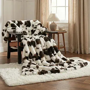 Cow Print Faux Fur Throw Blanket for Couch, Ultra Soft Cozy Lightweight Blanket for Kids Teens Adults, Easy Care, Luxury Decorative Gifts for Sofa Bedroom Living Room Decor, 50 x 60