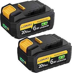 True Capacity Replacement Battery Compatible with Dewalt 20V Max Tool, Automotive Grade Lithium Ion Cells, V0 Highest Grade Fireproof Case, Longer Runtime - 6.0AH, 2 Pack