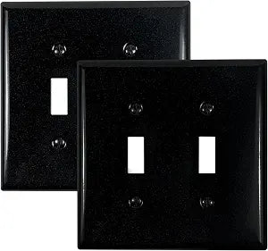 Metal Electrical Outlet Covers, Light Switch Cover Wall Plates, Mid Size Thicker Switch Plates, Wall Plate of Various Styles for Indoor and Outdoor Cosmic Black (2 Gang Toggle 2 PK)