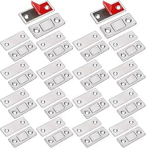Cabinet Sliding Door Magnets Jiayi 18 Pack Ultra Thin Magnetic Door Catch Stainless Steel Drawer Magnet Catch for Kitchen Door Closure Cabinet Closer Cupboard Closet Door Magnetic Latches Hardware