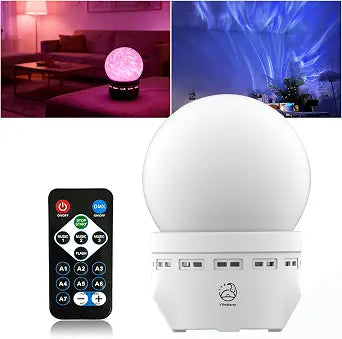 2-in1 Mood Lamp & Northern Lights, Sound Activated Night Light for Bedroom Home, Shower Mood Light for Bathroom Remote, Water Ripple Projection for Room Ambiance Live Streaming Divination