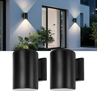 Livinlarge Solar Wall Light Outdoor,Wall Sconce Waterproof Up and Down Solar Lights Outdoor for House, Garage, Porch,Doorway (2 Pack)