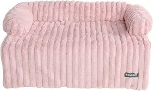 Spark Paws Luxury Dog Couch Cover Bed, Calming Pet Furniture Protector for Large & Small Dogs, Washable Bolster Dog Bed for Couch, Sofa & Bed - Pink, Small