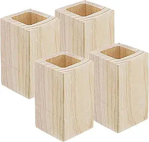 Solid Pine Wood Square Furniture Riser 4Pcs, 3.93-5.18 Inch Rising Height, Fit 1.75 Inch Leg, Support 880 lbs Heavy Duty Furniture Feet Lifter for Under Bed Storage Desk Sofa Chair