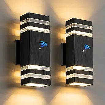 CANMEIJIA Dusk to Dawn Outdoor Sconce Lights 2 Packs,GU10 3000K Exterior Wall Light IP65 Waterproof Aluminum Outdoor House Lights Wall Mount for House Garage Patio Garden