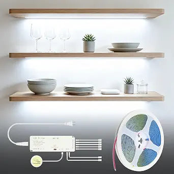 COB LED Shelf Lighting Cold White 12V Cabinet Light Plug in 16.4FT