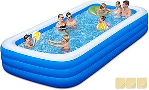 Extra Large Inflatable Swimming Pool - 145" X 74" X 22" Oversized Thickened Blow Up Pool for Kids and Adult, Kiddie Pool for Backyard, Easy Setup & Portable