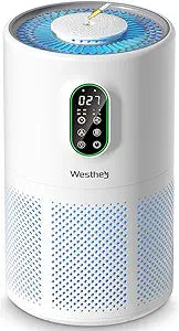 Air Purifiers for Home Large Room up to 1650 ft┬▓, WESTHEY H13 True HEPA Air Purifier for Bedroom with Night Light, Air Quality Monitor, Fragrance Sponge, Air Cleaner for Wildfire Smoke Dander Dust