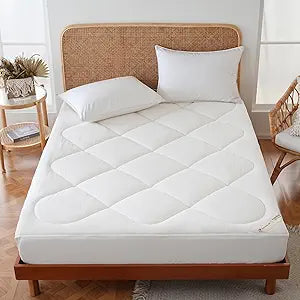 YOUR MOON Natural Wool Mattress Pad Twin 500GSM Australian Wool Mattress Topper, Quilted Fitted Mattress Bed Cover with 16" Deep Pocket, Hypoallergenic Cotton Cover (White)