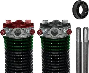 Alcan Garage Door Torsion Spring 243x1.75x31 Torsion Springs for Garage Door Repair | Left and Right Hand Wound Replacement for Garage Door with 1" Nylon Bushing and Winding Bars (Pair)
