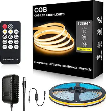 COB LED Strip Lights Kit 16.4ft, 3000K 24V, ETL Listed