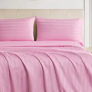 Regal Dreams Sateen Striped Damask Full 4-Piece 100% Cotton Sheet Set, Purple Lilac Sachet - Designed for a Comfortable and Luxurious Sleep Experience