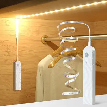 Sensky Motion Sensor LED Strip Lights Rechargeable Motion Activated Light Strip Dimmable Cabinet Strip Lighting for Wardrobe, Gun Safe, Cabinet, Pantry, Closet (1M, Warm White)