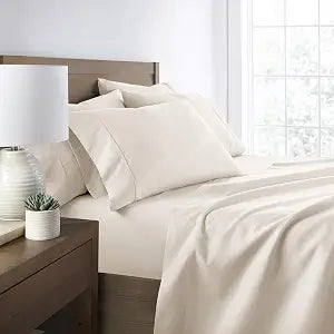 Linen Market 6 Piece Bed Sheet Set, Ivory, Queen