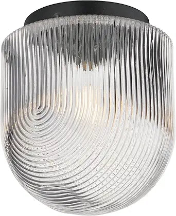 Maxim Lighting Dune 1-Light Flush Mount | Black Steel Finish | Clear Ribbed Glass Shade | Modern Indoor Light Fixture | Ideal for Bedrooms, Hallways & Entryways | Dimmable | 15120CRBK