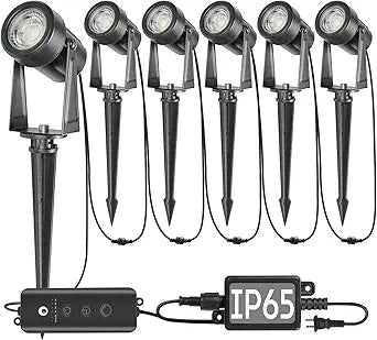 SUNTHIN Outdoor Landscape Lighting with Dusk to Dawn Sensor Controller, 6 Pack