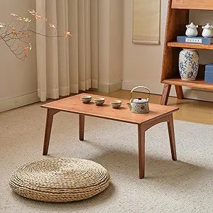 JIKUGO Bamboo Folding Coffee Table No Assembly Required Japanese Floor Table for Bedroom Living Room, Walnut, 26 x 15.8 x 11.8 Inches