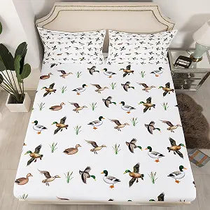 Duck Hunting Wild Fitted Sheet Twin Size Boys Girls Teens