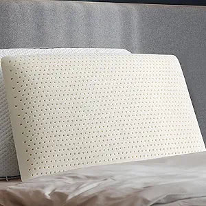 Latex Pillow, 100% Talalay Natural Latex Pillow, Soft Sleeping Bed Pillows with Cotton Cover, Queen Size, Perfect for Side/Back Pain, Stomach, Neck, Stress Relief (1, Standard (Low Loft))
