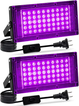 2 Pack 50W Black Lights for Glow Party,Halloween Blacklight