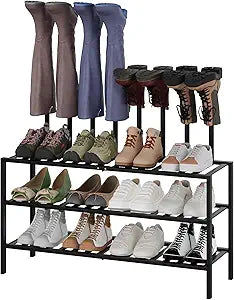 Boot Rack for Tall Boots Organizer,3-Tier Multiuse Shoe Rack and Boot Storage Rack,for Tall Boots,Sneakers,High-Heel (Black, 3-Tier-Long)