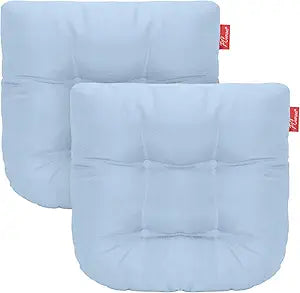 Outdoor Wicker Cushions, 19 x 19 x5 Inch Patio U-Shaped Tufted Chair Pads Decorative Seat Cushion Set for Garden Home Office Furniture Ornament, Light Blue