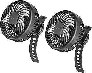 2 Pack Rechargeable Fan for Peloton & Exercise Bike - 4000mAh Portable Fan with Adjustable Strap, 3 Speed Settings, 360┬░ Rotation - Fits 0.5-2.1" Handlebars for Treadmill, Stroller, Golf Cart, Gym