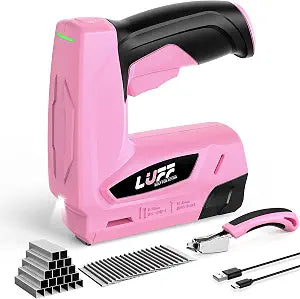 LUFF 2-in-1 Cordless T50 Staple Gun & 18GA Brad Nailer with 4V USB-C Rechargeable Battery, Fits 1/4"-9/16" T50 Staples & 3/8"-9/16" Brad Nails for Upholstery, Softwood, DIY & Crafts