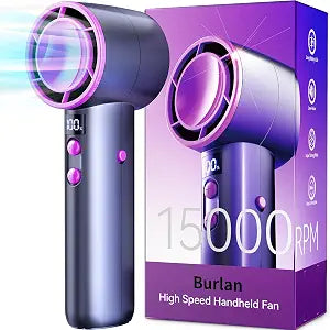 BURLAN Handheld Portable Fan Rechargeable, Personal Mini Fan, 3600mAh-Black