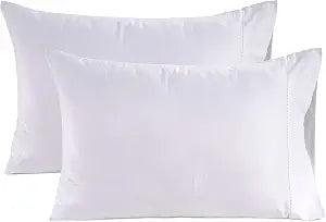LANE LINEN Queen White Pillow Cases Set of 2 100% Egyptian Cotton Sateen White- Perfect for Home Hotels & Hospital Use Standard Size