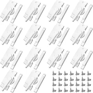 Qunclay 14 Pack White Window Sash Locks Replacement, Sliding Window Latch Lock and Keeper 2 Inch Hole Cam Action up and Down Parts and Hardware for Single Double Hung, Vertical and Horizontal Sliding