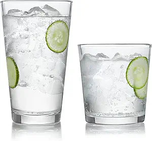 Libbey Preston Tumbler and Rocks Glass Cups Set, All Purpose Everyday Drinking Glasses Set of 16, Glassware Drinking Glasses for Birthdays, Dinners