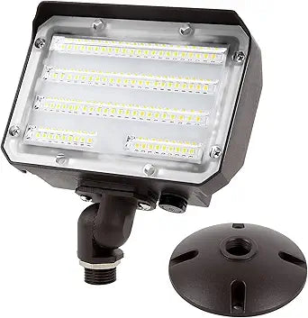 60W LED Flood Light with Knuckle, Outdoor Flood Light Dusk to Dawn Photocell 5000K 7800lm AC100-277V Equivalent 600W, ETL Waterproof Wall Mount LED Security Light for Yard Entrance Garden