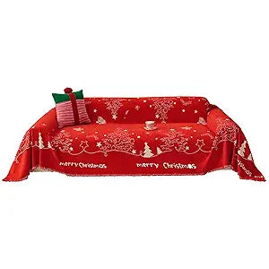 Cornasee Christmas Tree Patterned Futon Slipcovers 10271 for Holiday Decor, Tear-Resistant Chenille Armless Futon Couch Cover Throw Blankets for Families with Pets (Christmas)