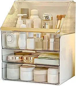 Omeily Large Makeup Organizer Countertop Vanity Organizer Cosmetic Organizer Makeup Storage Box Bathroom Counter Organizer Perfume Skincare Organizers Gift Women Girls Clear Design Easy Visibility