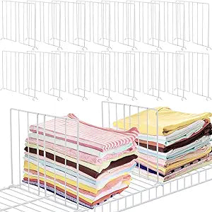 Amylove 24 Pcs Wire Shelf Divider for Wire Shelves Closet Organization Clothes Wardrobe Separators Closet Organizer Dividers Storage Rack Separator for Cabinets Kitchen Office, White