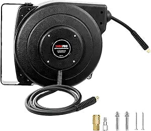 Retractable Air Hose Reel, 1/4 IN x 45 FT Hybrid Air Hose Max 300 PSI, Air compressor hose reel with 5 ft Lead in, Ceiling/Wall Mounted air hose reel,Heavy Duty air tool