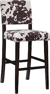 Linon Udder Madness Corey Bar Stool, 19"W x 22.5"D x 44.75"H, Brown