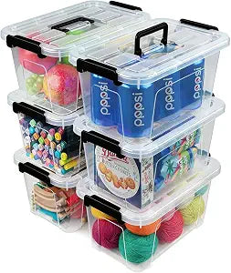 EOENVIVS 7 QT Clear Storage Bins with Lids, 6 Pack, Stackable Storage Boxes