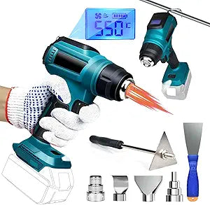 Cordless Heat Gun for Makita 18v Battery, 350W 122-1022 Fast Heating Soldering Hot Air Gun with LCD Digital Display for Shrink Tubing, PVC Wrap