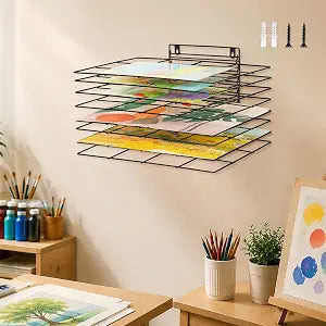 8 Shelves Wall Mount Art Drying Rack for Classroom, Paint Drying Rack
