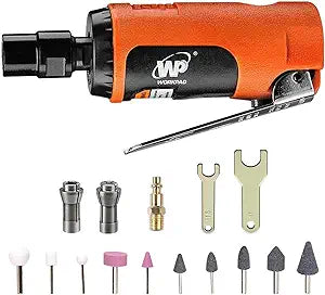 WORKPAD Mini Air Straight Die Grinder with 10-Pieces Air Die Grinder Stone Set25000 RPM, Mini Pneumatic Tools, Equipped with 1/4-inch, 1/8-inch collets and 2 wrenches
