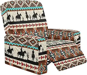 Geometric Tribe Horse Print Recliner Chair Covers 4-Pieces Stretch Lazyboy Recliner Chair Cover Fitted Sofa Couch Cover Soft Reclining Couch Slipcover Furniture Protector