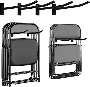 Garage Storage Mechanism Wall Mounted, Folding chair storage rack,Garden Tool Rack Manager Heavy-Duty Folding Chair, Suitablefor Car Tires, Ladders, Chairs, Strollers (Black (2-pack))