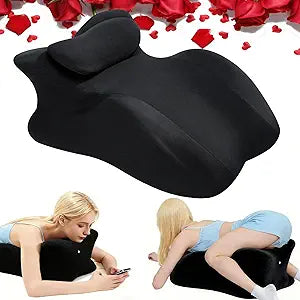 Intimacy Pillow Wedge - Sweet Spot Pillow for Couples, Memory Foam Ergonomic Support Cushion, Multi-Position Couples Pillow, Removable Washable Cover for Relaxation & Play, Black