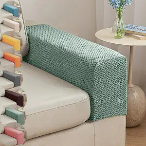 Couch Arm Covers & Arm Chair Covers Set of 2 - Stretch Sofa Armrest Protectors with Non-Slip Grip, Machine Washable Polyester Fabric for Recliner/Loveseat/Sectional (Green,Medium-Set of 2)