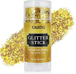 Gold Glitter Stick for Face, Hair & Body ��������� Waterproof Holographic Chunky Sequins Makeup for Festivals, Concerts & Halloween ���������