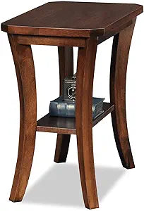 Leick Home Boa End Table, Solid Wood, Narrow, Bottom Display Shelf, Easy-Assembly, For Living Room/Bedroom, Chocolate Oak, 24.0 in. L x 14.0 in W x 24.0 in. H, 10305