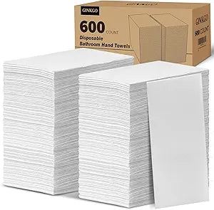 600 Pack Disposable Bathroom Hand Towels Super Value Bulk, Linen-Feel Absorbent White Guest Paper Napkins for Wedding, Party, Holiday, Dinner and Everyday