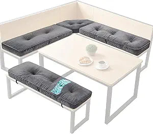 4 Piece Breakfast Nook Cushions Kitchen Corner Nook Cushion Set Shredded Foam Support 3 inch Thick Bench Seat Cushion Pad for Dining(Gray)